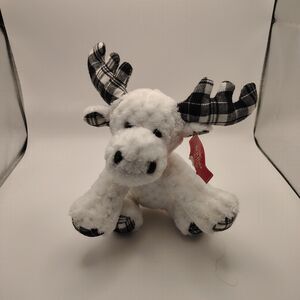 Walmart  Moose Reindeer Plush Stuffed Animal Black White Plaid 8 Inch